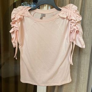 ASOS Pastel Pink Top With Ruffled Tied Up Sleeves